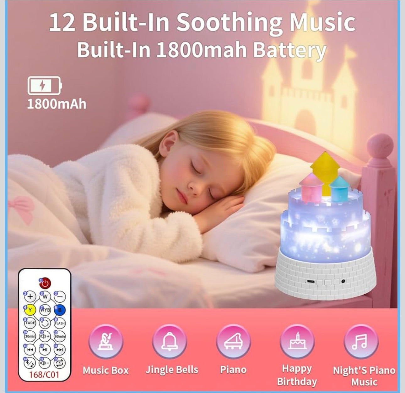Luxury Kids Dream Castle Star Projector Night Lamp – Bluetooth Bedtime Light