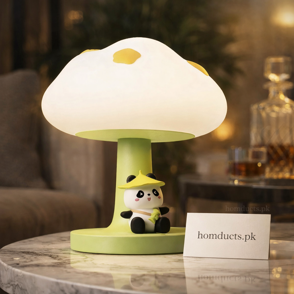 Cute Panda Mushroom LED Bedside Lamp – Decorative Kids Night Light