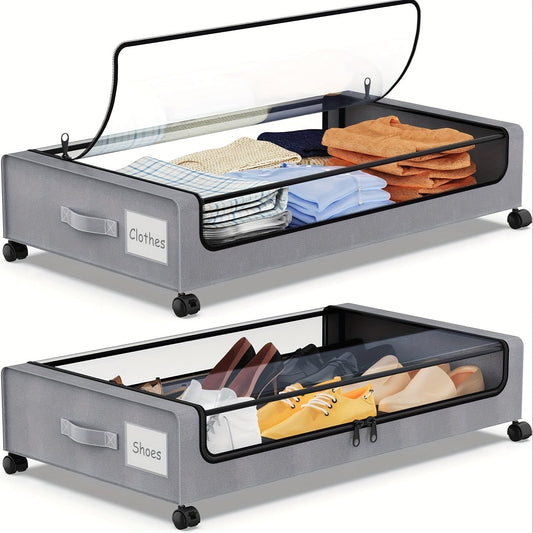 Premium Under Bed Storage Box with Wheels – Large Capacity Dustproof Organizer