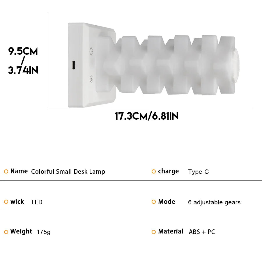 Luxury RGB Modular Ambient Desk Lamp – USB Rechargeable, Multi-Color Mood Light