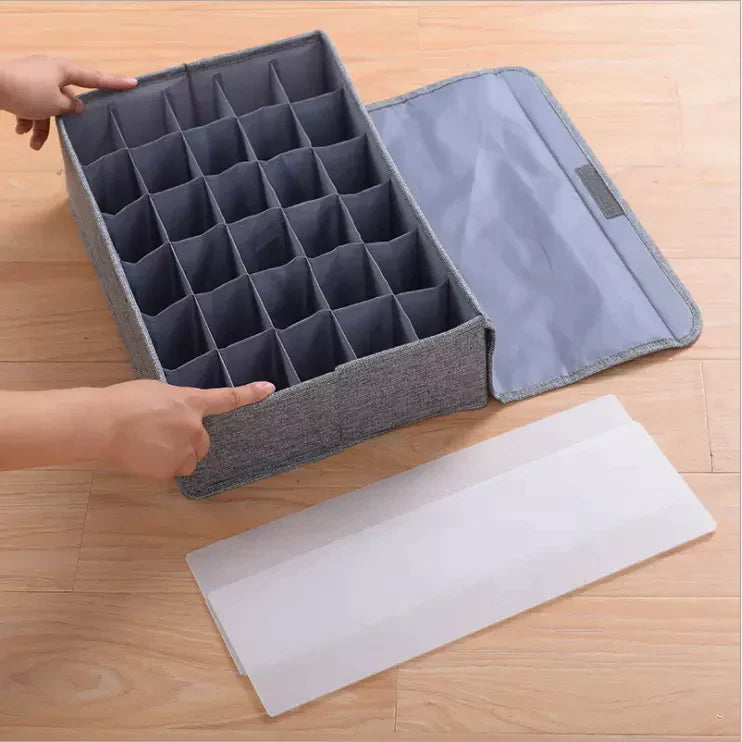 24 Grid Socks Storage  Organizer With Foldable Closet Drawer Divider