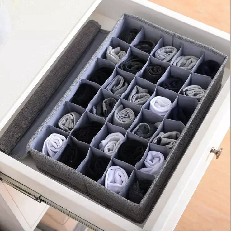 24 Grid Socks Storage  Organizer With Foldable Closet Drawer Divider