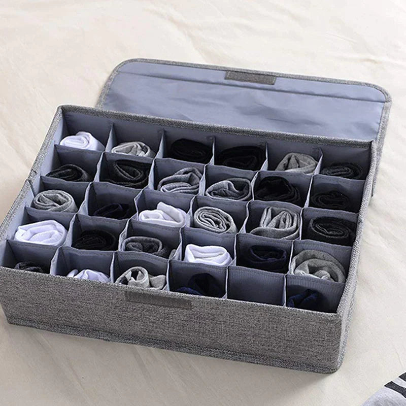 24 Grid Socks Storage  Organizer With Foldable Closet Drawer Divider