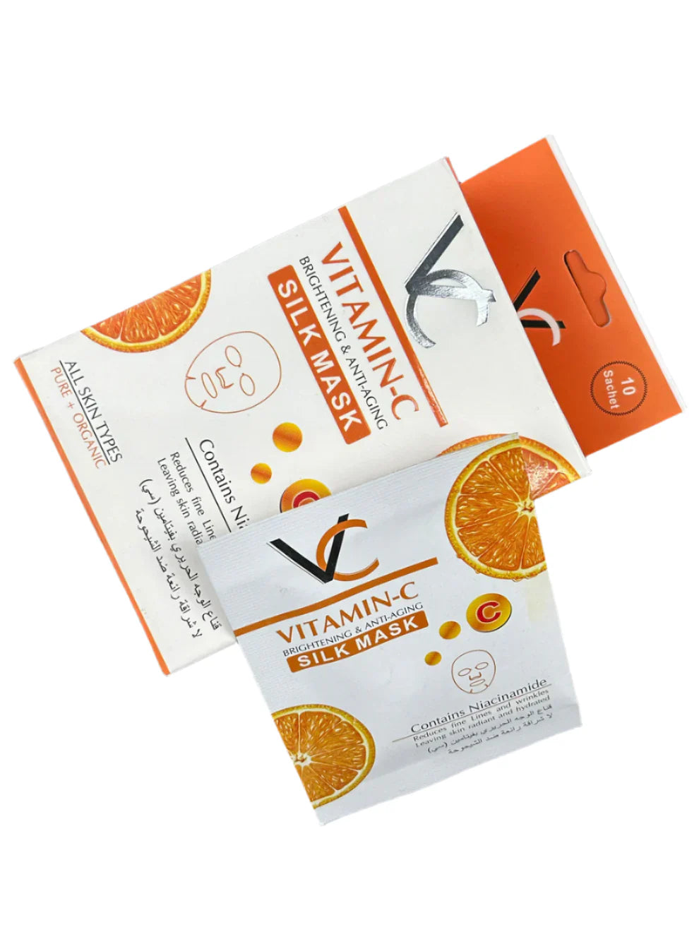 Pack of 10 Vitamin C Brightening & Anti-Aging Silk Mask