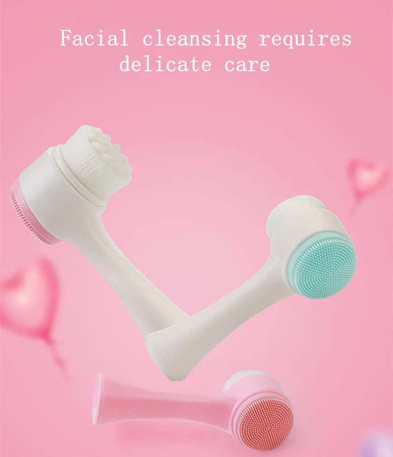 1 Piece Double Side Silicone Facial Cleansing Brush For Face Cleaning And Massage Tool For Girls & Women