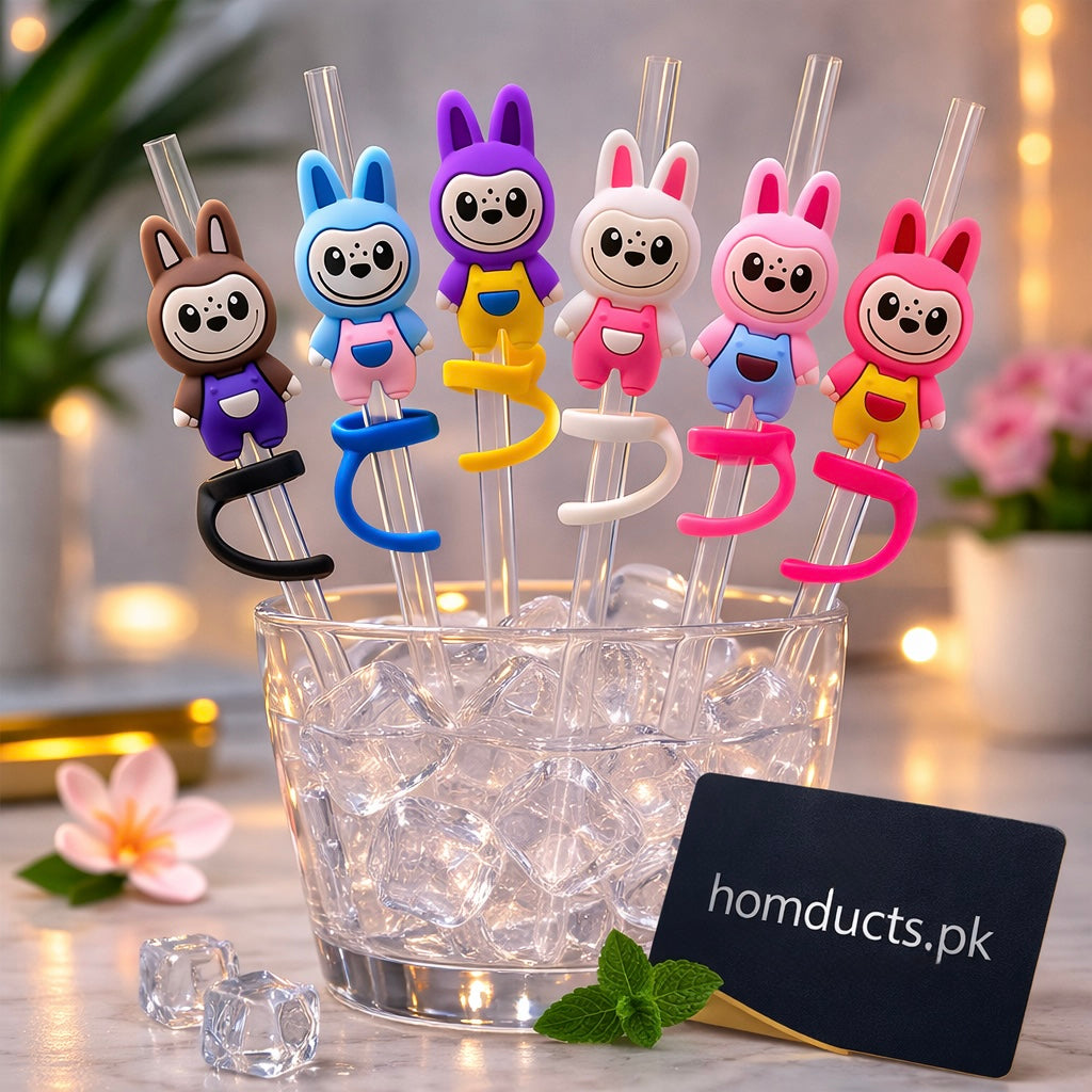 Cute Bunny Silicone Straw Topper – Reusable Tumbler Straw Cover (1 Pc)