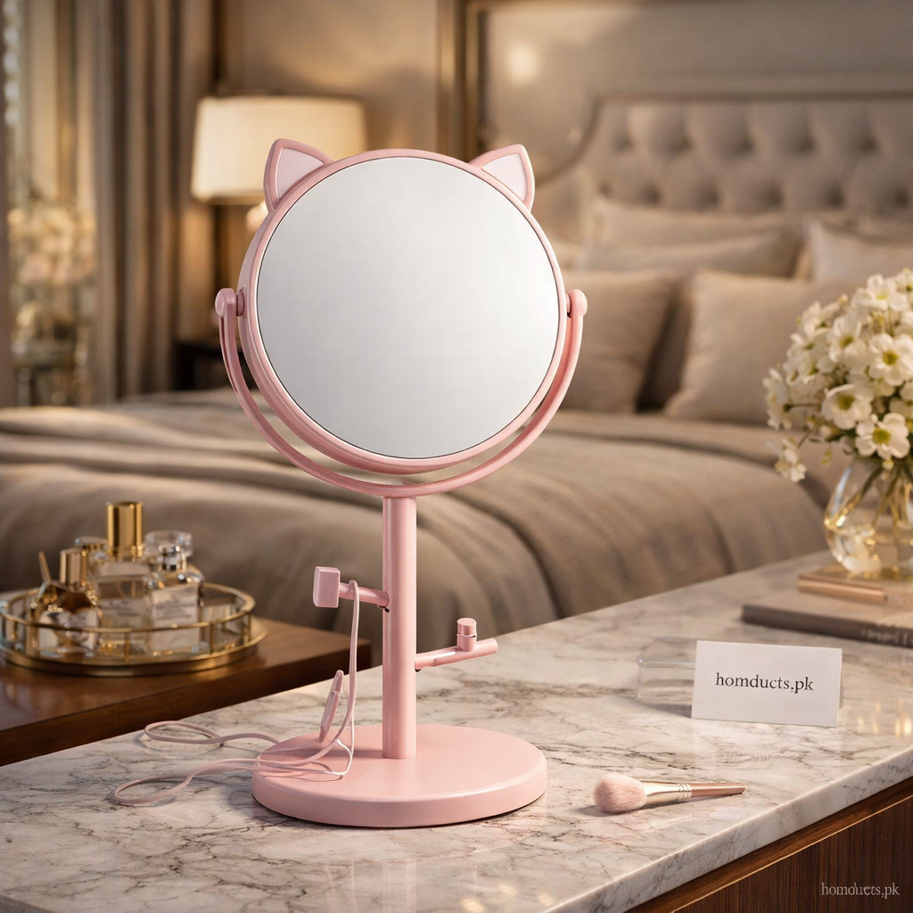 360° Vanity Makeup Mirror with Jewelry Organizer Tray