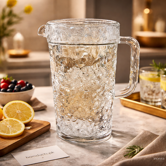 Premium Crystal Textured Glass Water Jug with Handle