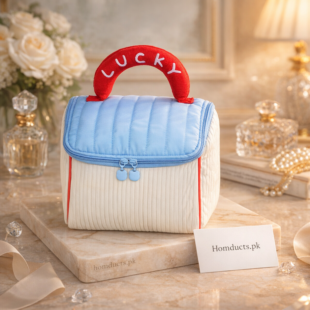 Luxury Quilted Makeup Organizer Bag with Handle – Premium Travel Cosmetic Storage Case