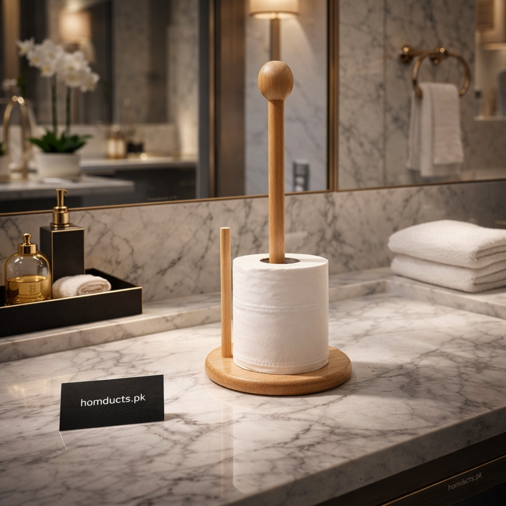 Premium Wooden Toilet Paper Holder Stand – Luxury Bathroom Tissue Organizer