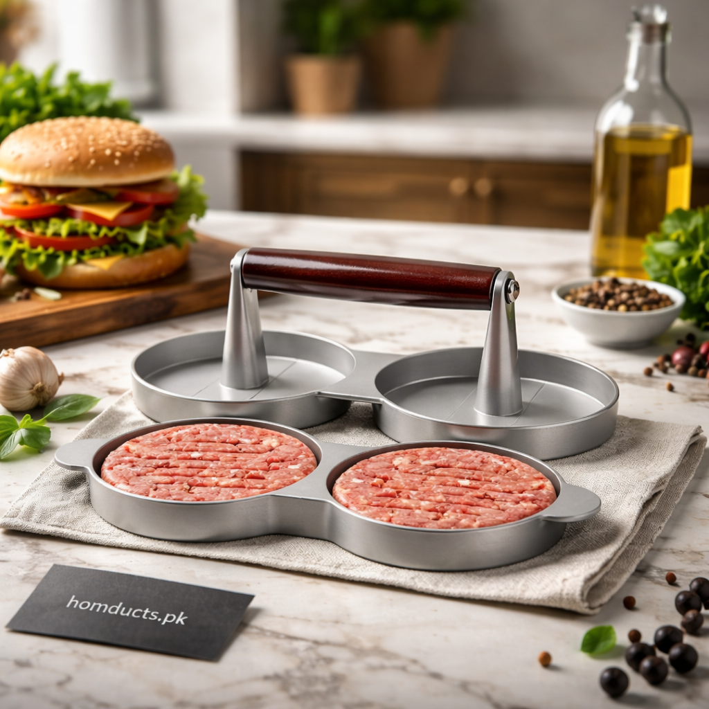 Premium Aluminum Dual Hamburger Patty Press – Heavy-Duty Burger Maker Mold