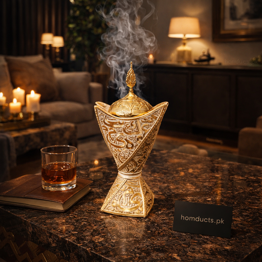 Luxury Arabic Calligraphy Bakhoor Burner – Premium Porcelain Luban Incense Holder