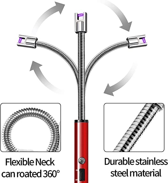 Electric Arc Lighter, Useful BBQ Flameless Plasma ignitor, Outdoor Kitchen Lighter, Portable Electronic Lighter, 360 Degree Rotation Lighter, Extended Stove Lighter, Electric Long Lighter, Plasma Grill Lighter, Long USB Rechargeable Arc Lighter