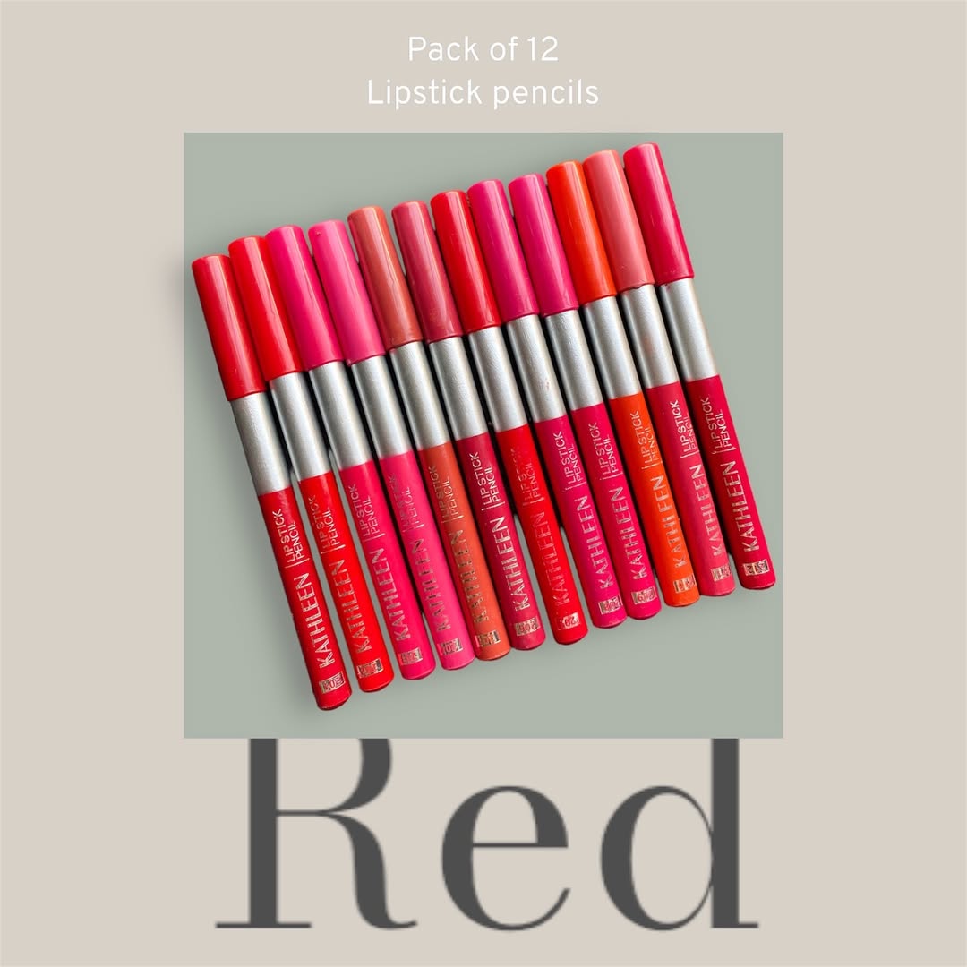 KATHLEEN Pack Of 12 Jumbo Nude And Red Lipstick Pencils