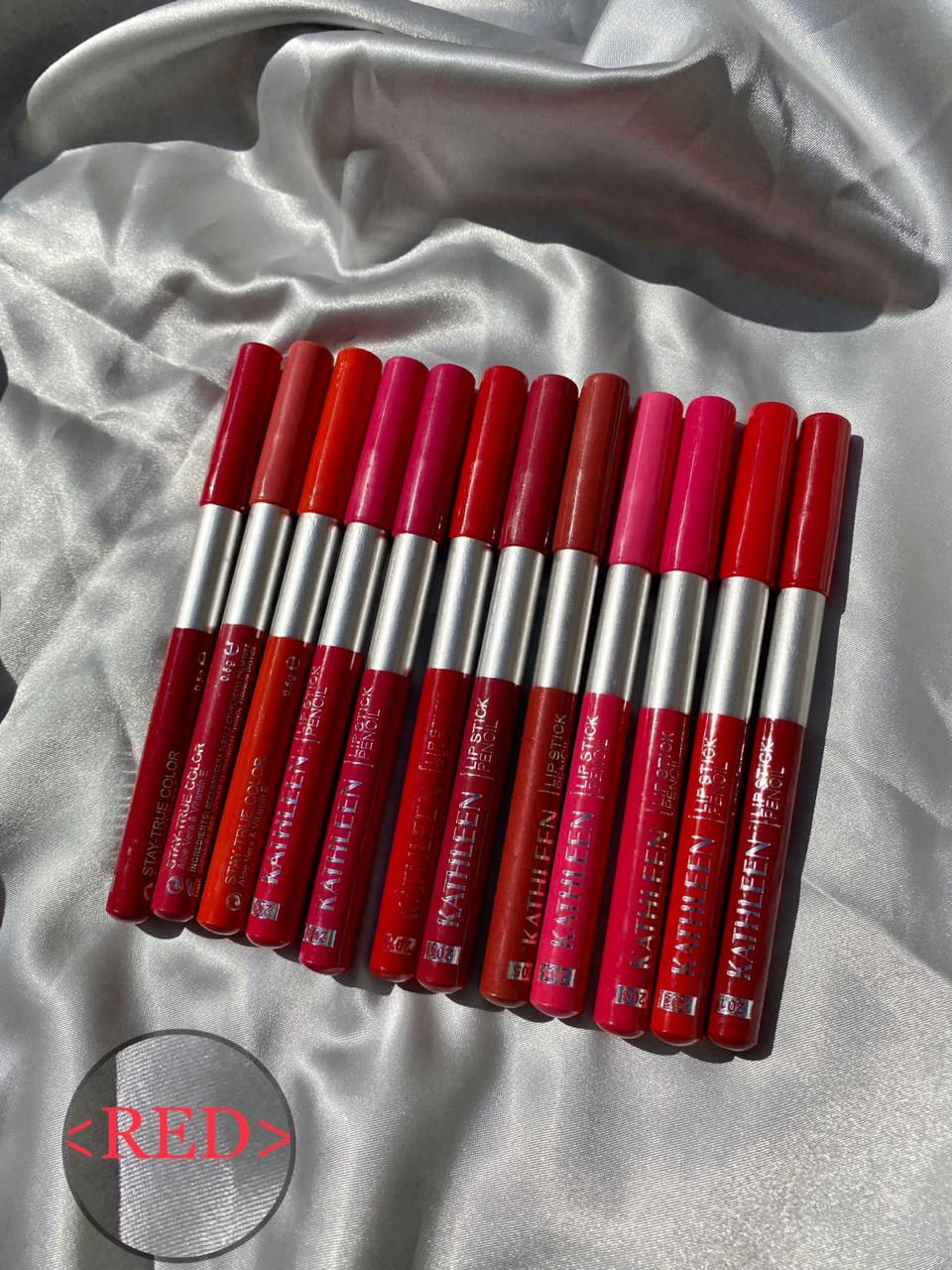 KATHLEEN Pack Of 12 Jumbo Nude And Red Lipstick Pencils