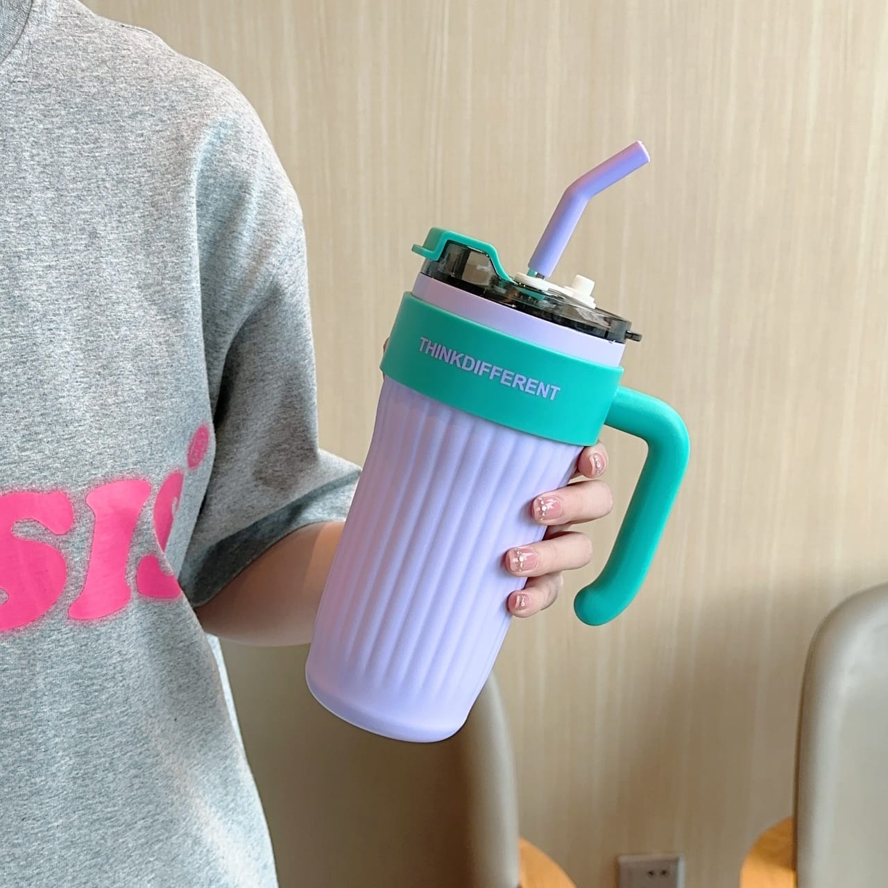 Giant Thermos Cup With Straw