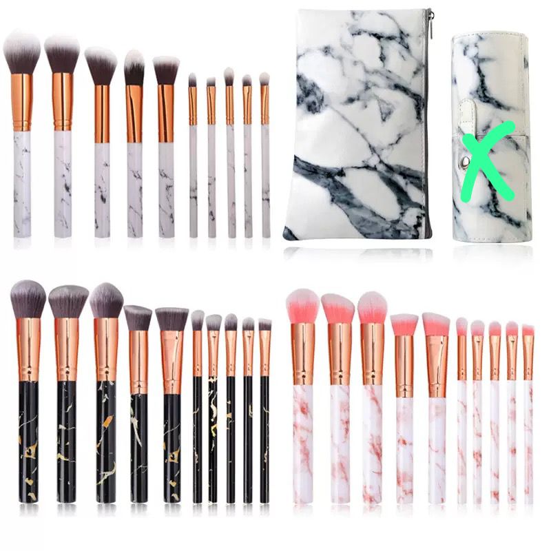 10 pcs Marble Makeup Brushes Set