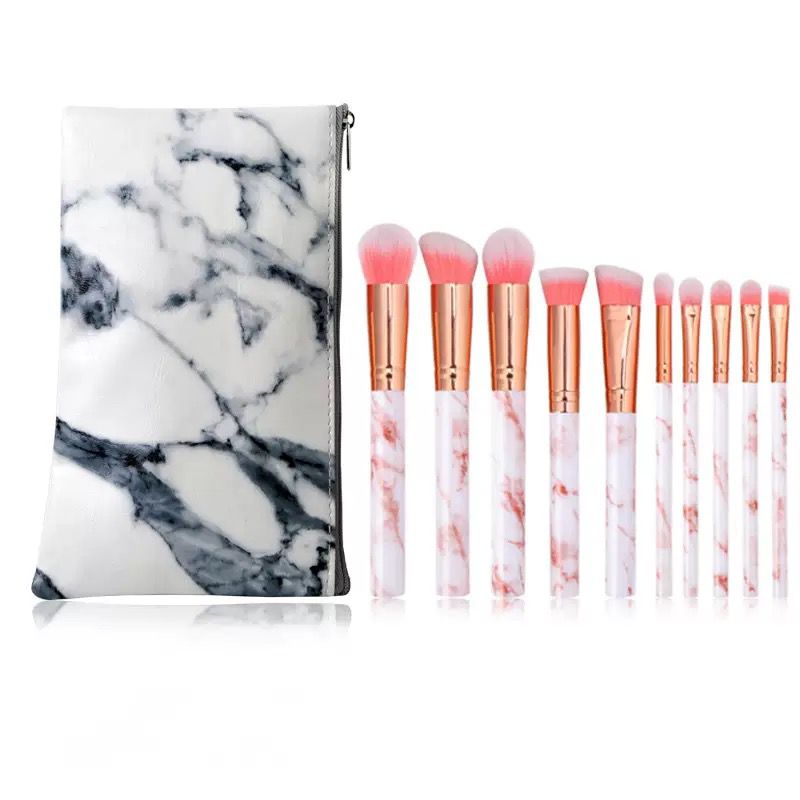 10 pcs Marble Makeup Brushes Set