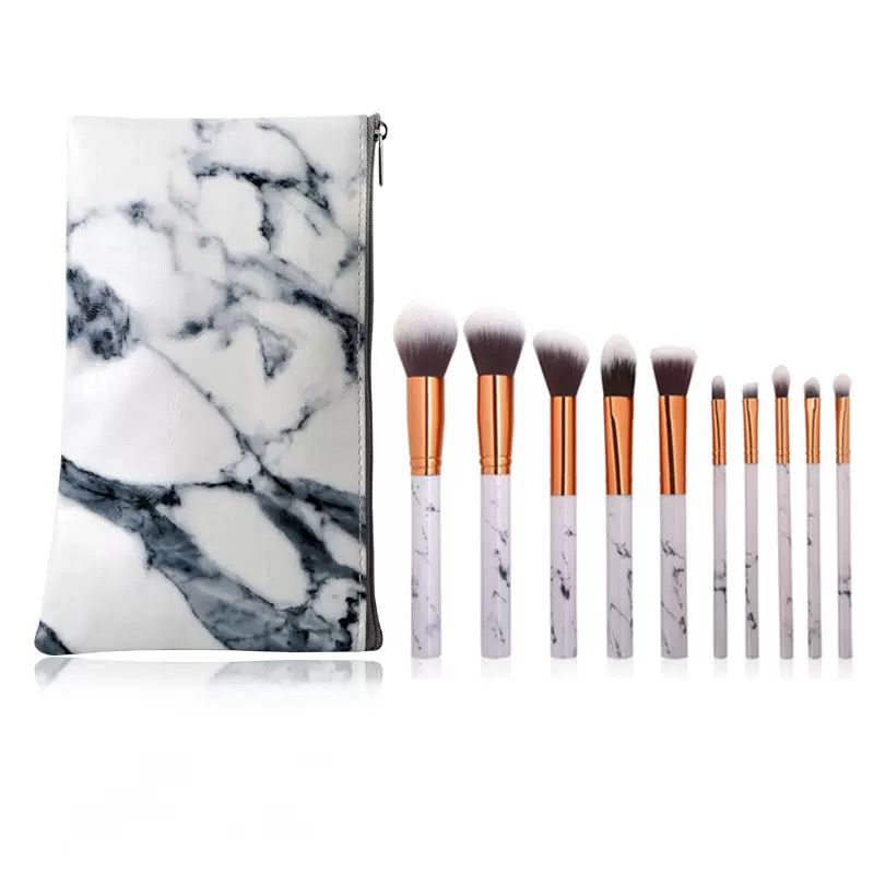 10 pcs Marble Makeup Brushes Set