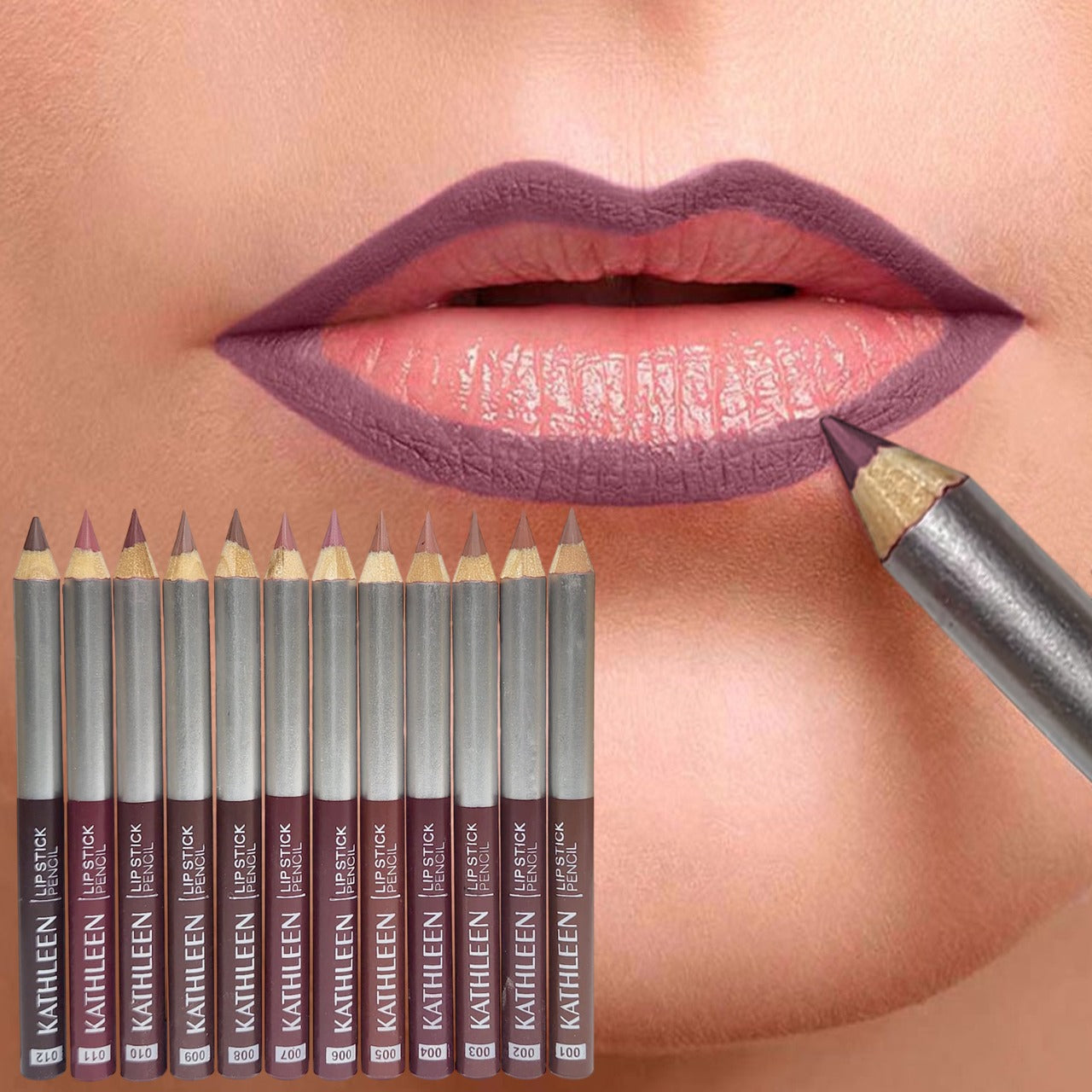 KATHLEEN Pack Of 12 Jumbo Nude And Red Lipstick Pencils