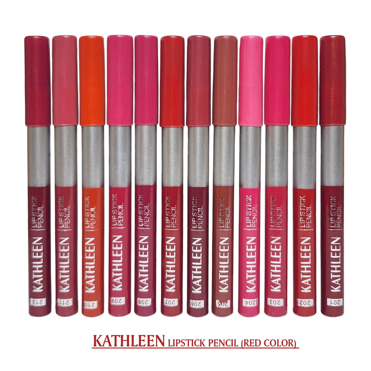 KATHLEEN Pack Of 12 Jumbo Nude And Red Lipstick Pencils