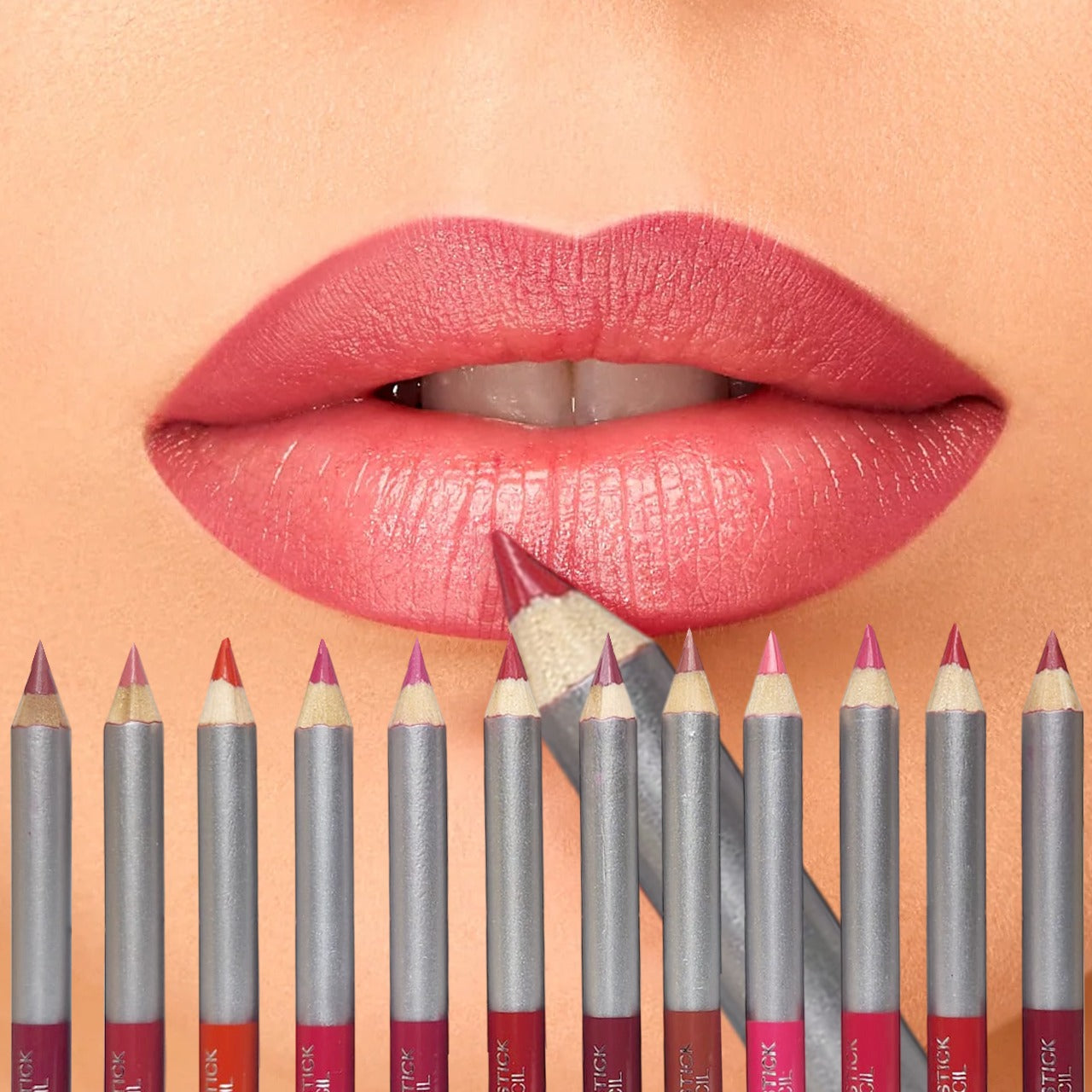 KATHLEEN Pack Of 12 Jumbo Nude And Red Lipstick Pencils
