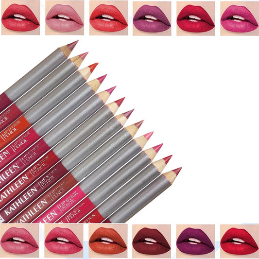 KATHLEEN Pack Of 12 Jumbo Nude And Red Lipstick Pencils
