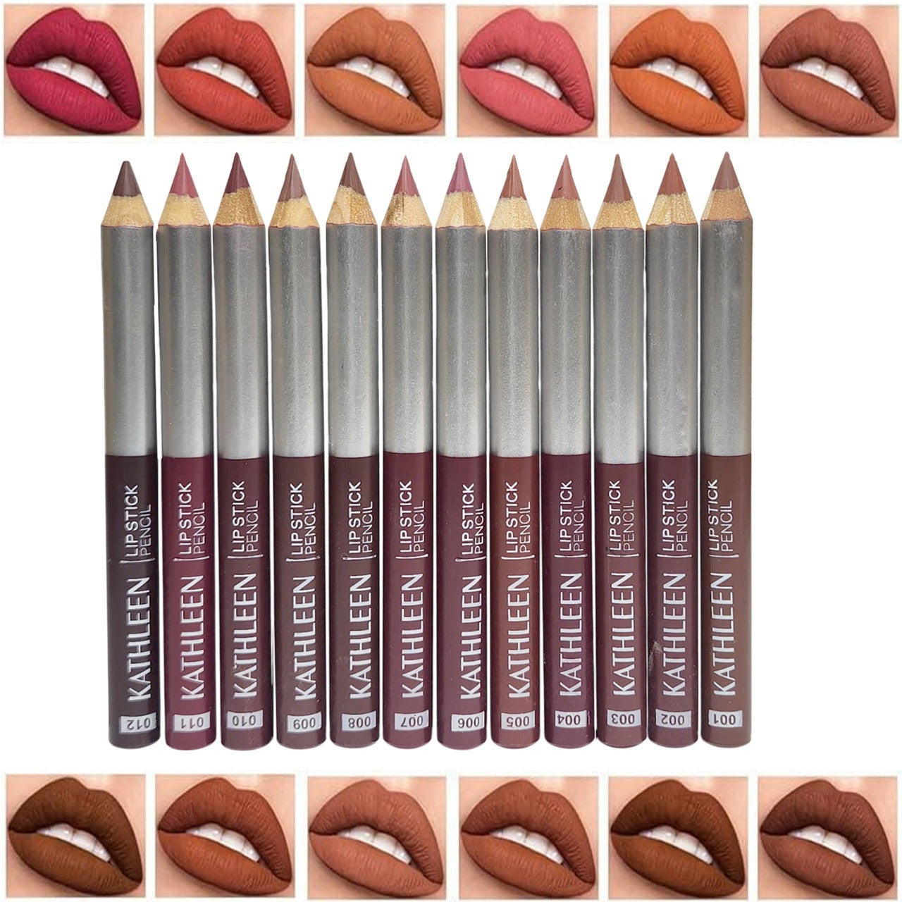KATHLEEN Pack Of 12 Jumbo Nude And Red Lipstick Pencils