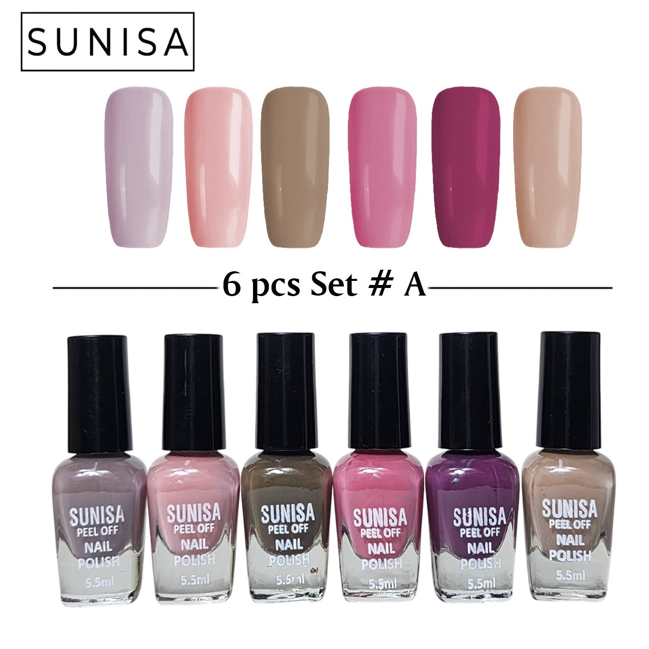 New Sunisa 6pcs Set  Matte Nail Polish / Peel Off