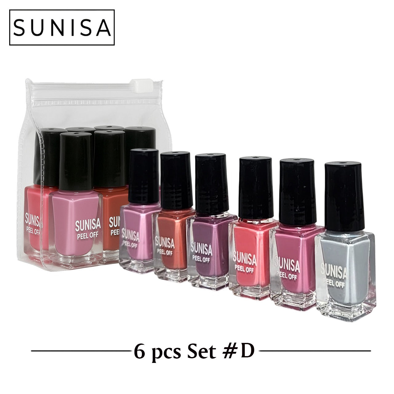 New Sunisa 6pcs Set  Matte Nail Polish / Peel Off