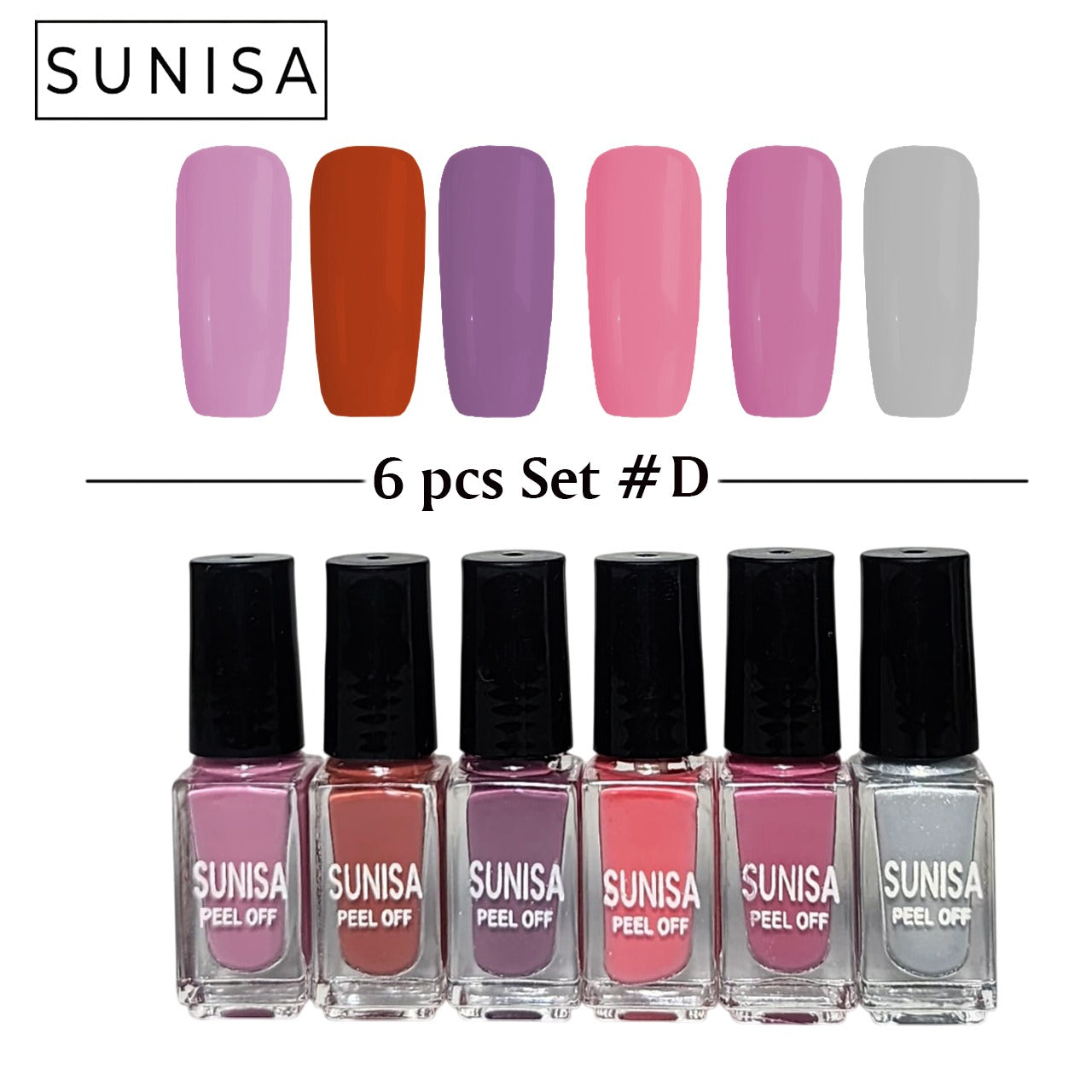 New Sunisa 6pcs Set  Matte Nail Polish / Peel Off