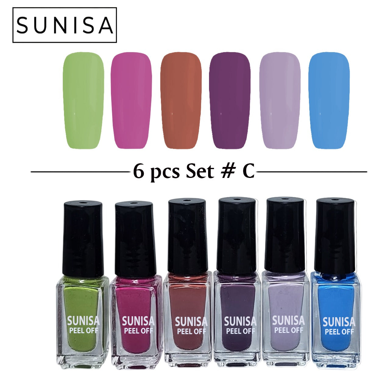 New Sunisa 6pcs Set  Matte Nail Polish / Peel Off