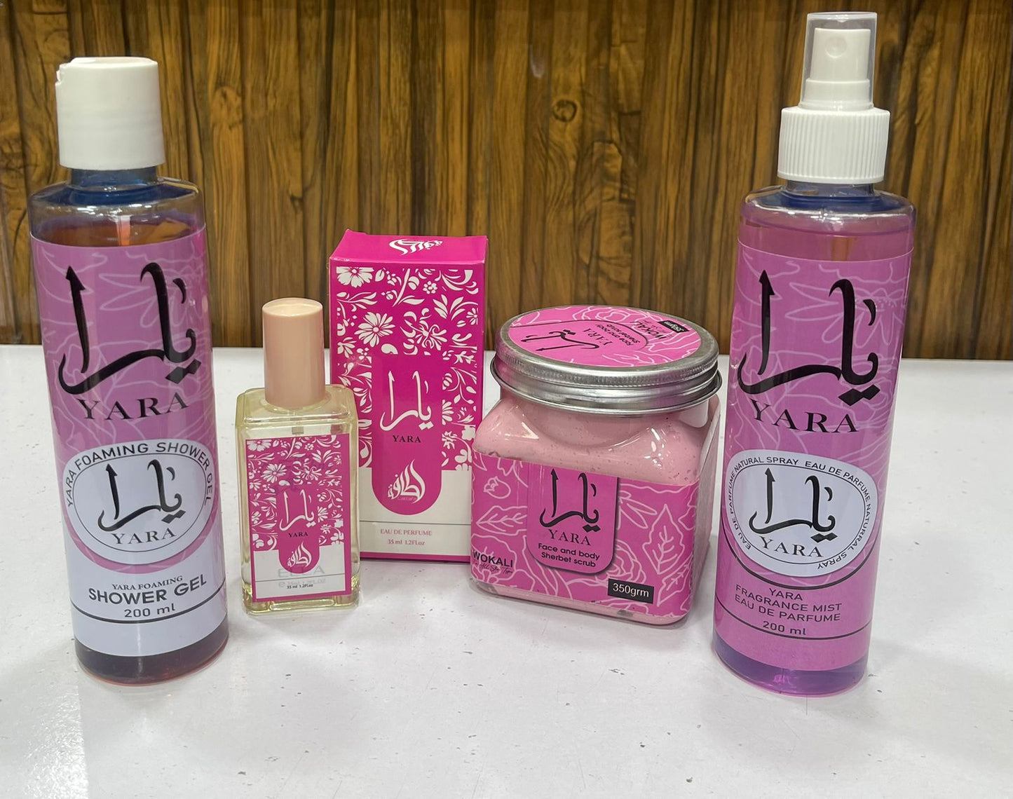 Yara Pack of 04 Luxury Body Care & Fragrance Set – Shower Gel, Perfume, Body Scrub & Mist