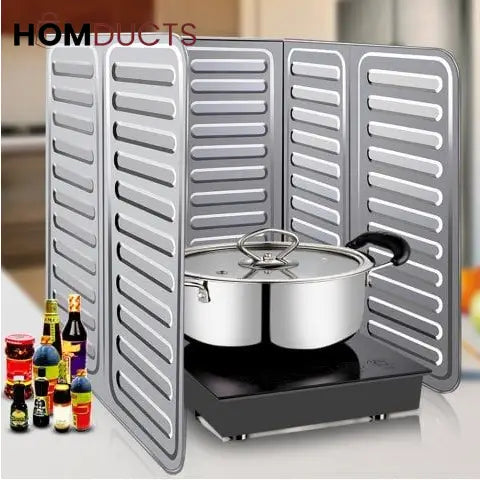 Foldable Aluminum Stove Splatter Guard – Oil Splash Shield for Cooking, Frying & Kitchen Heat Insulation