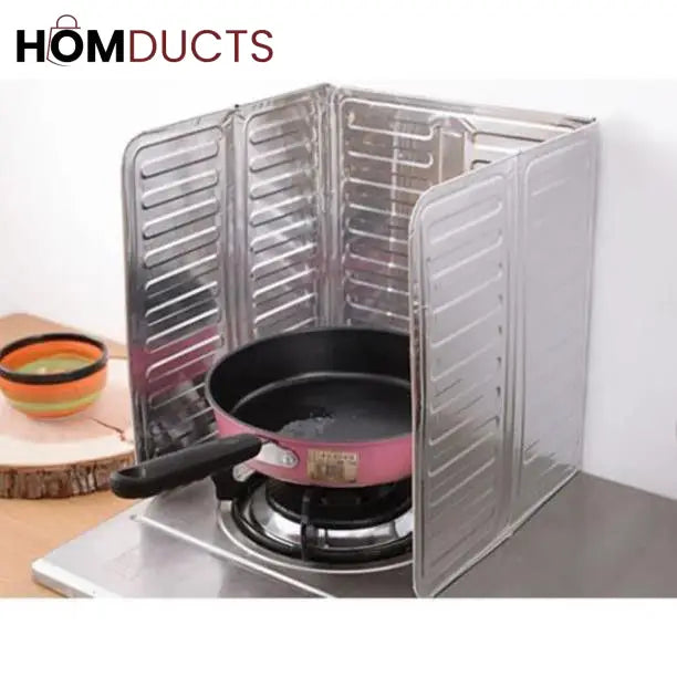 Foldable Aluminum Stove Splatter Guard – Oil Splash Shield for Cooking, Frying & Kitchen Heat Insulation