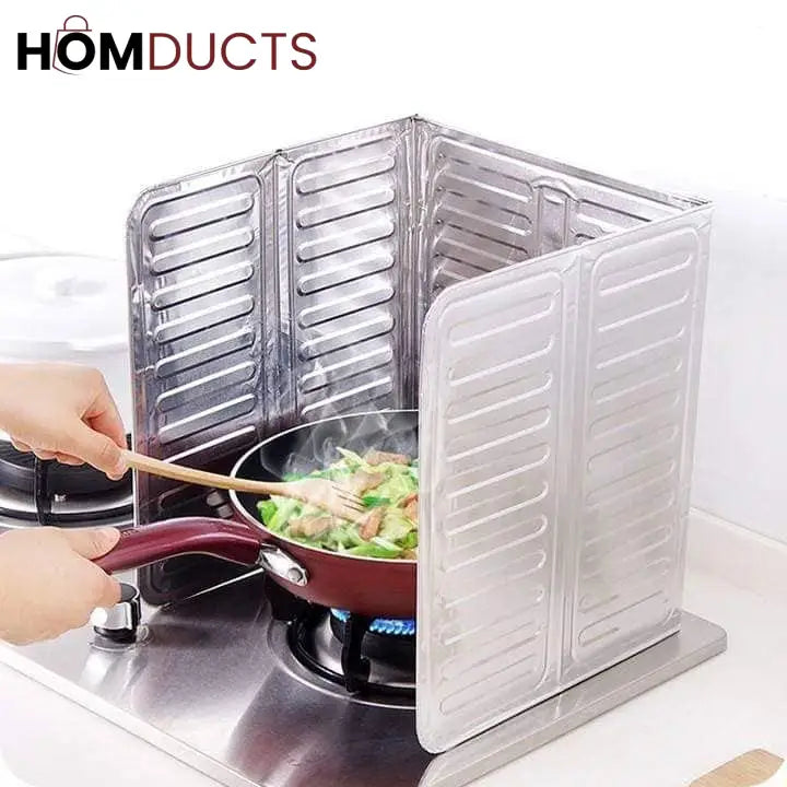 Foldable Aluminum Stove Splatter Guard – Oil Splash Shield for Cooking, Frying & Kitchen Heat Insulation
