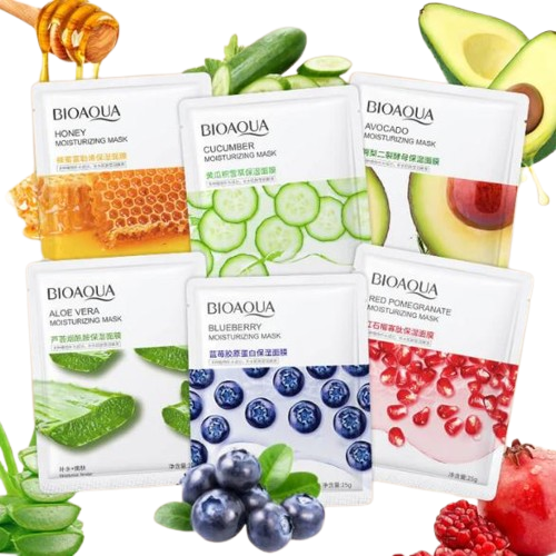 BIOAQUA Pack of 10Pcs Moisturizing Face Sheet Mask +Jade Roller Facial Body Massage