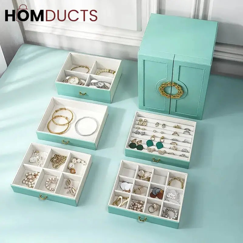 Multilayer Leather Drawer Jewelery Organiser